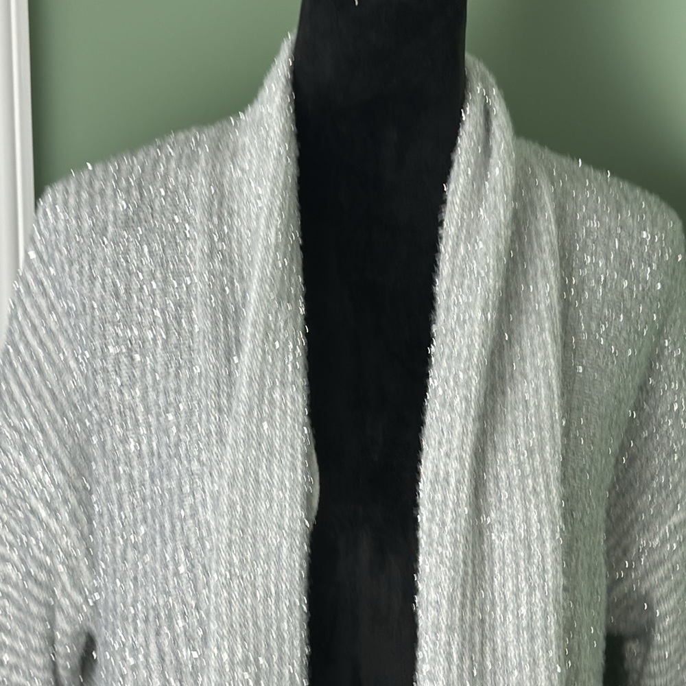NWT ruby rd. Metallic silver sweater, XL - Picture 2 of 7